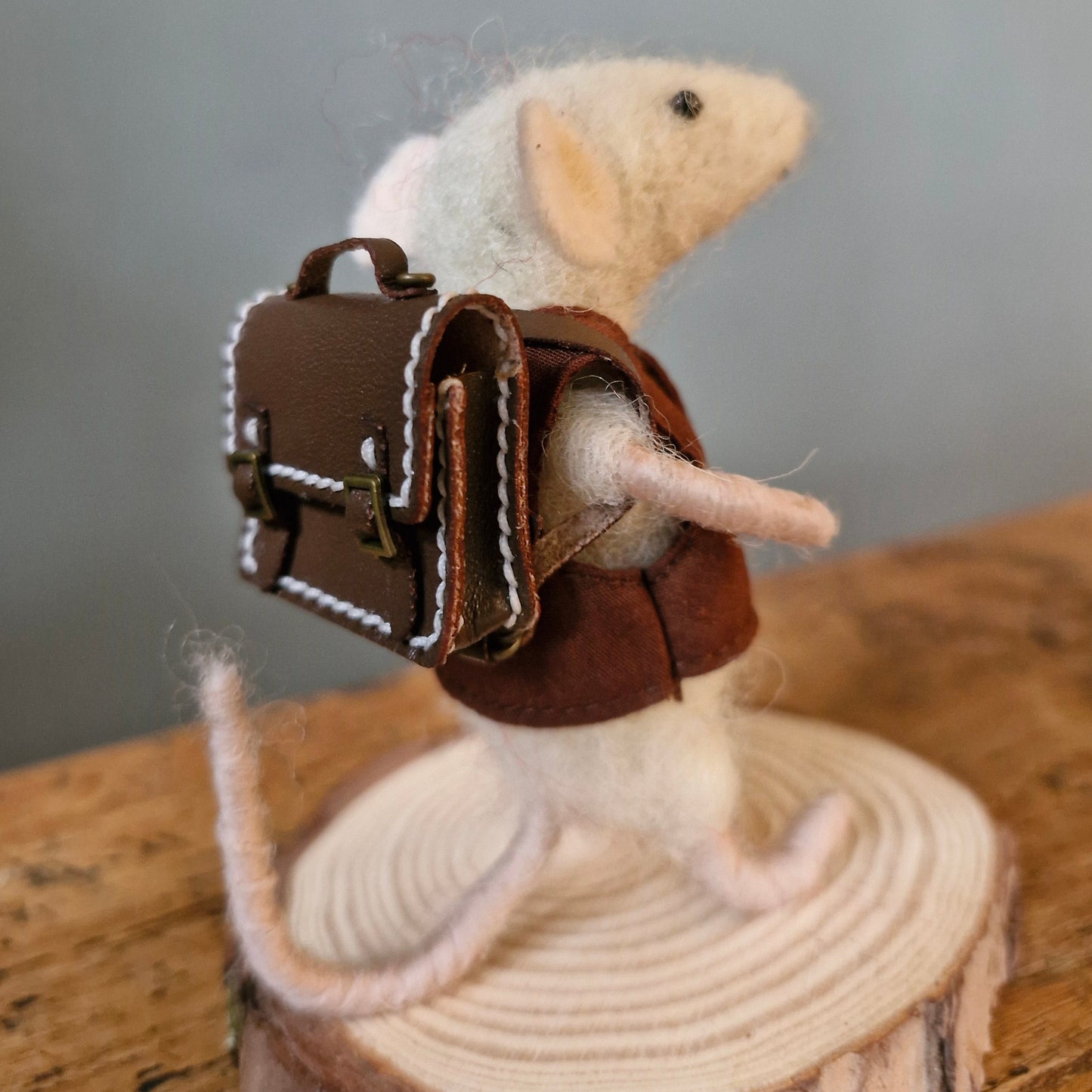 Miniature leather backpack dark brown