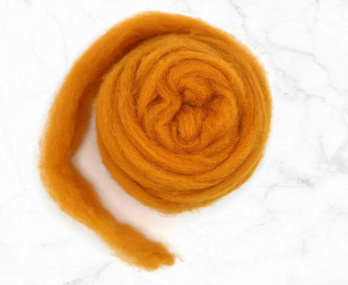carded wool orange colour