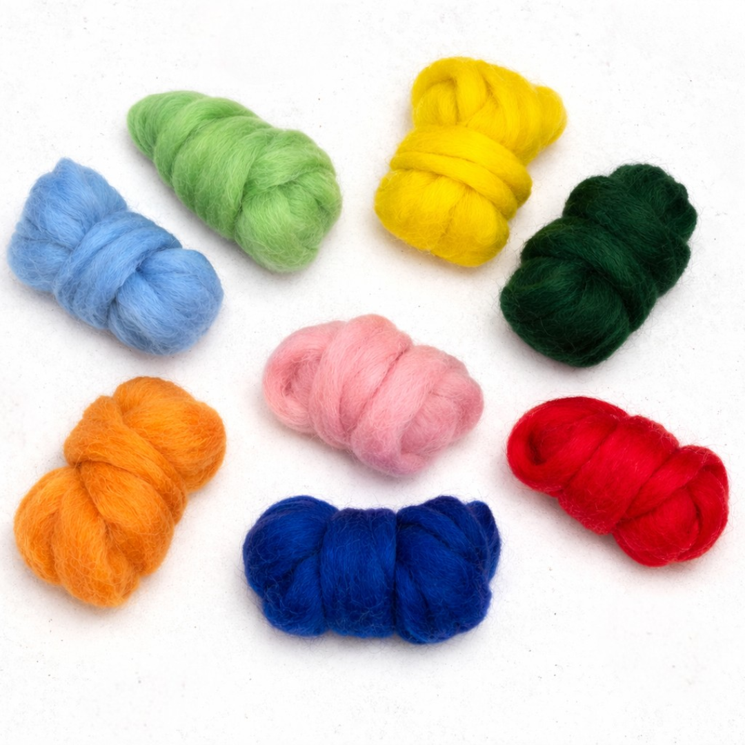 Bright & Cheerful - Corriedale carded wool SET of 8 x 25 gram