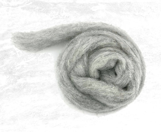 Corriedale carded wool light grey - 25 gram