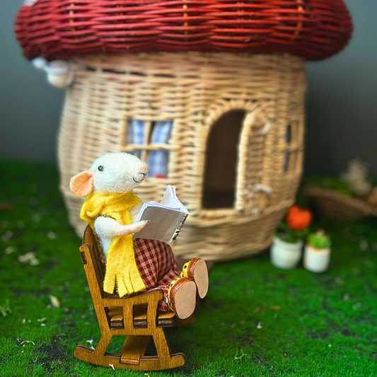 Mushroom House Basket -  A Cozy Home for Felted Friends - red cap