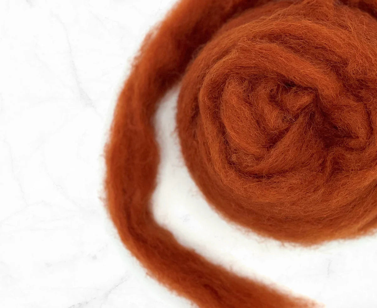 Corriedale carded wool Rust - 25 gram