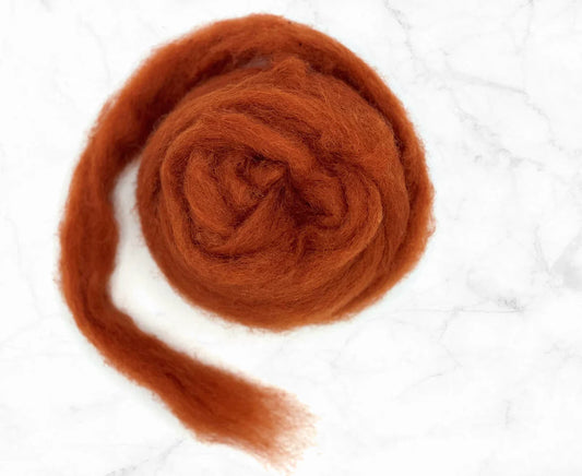 Corriedale carded wool Rust - 25 gram