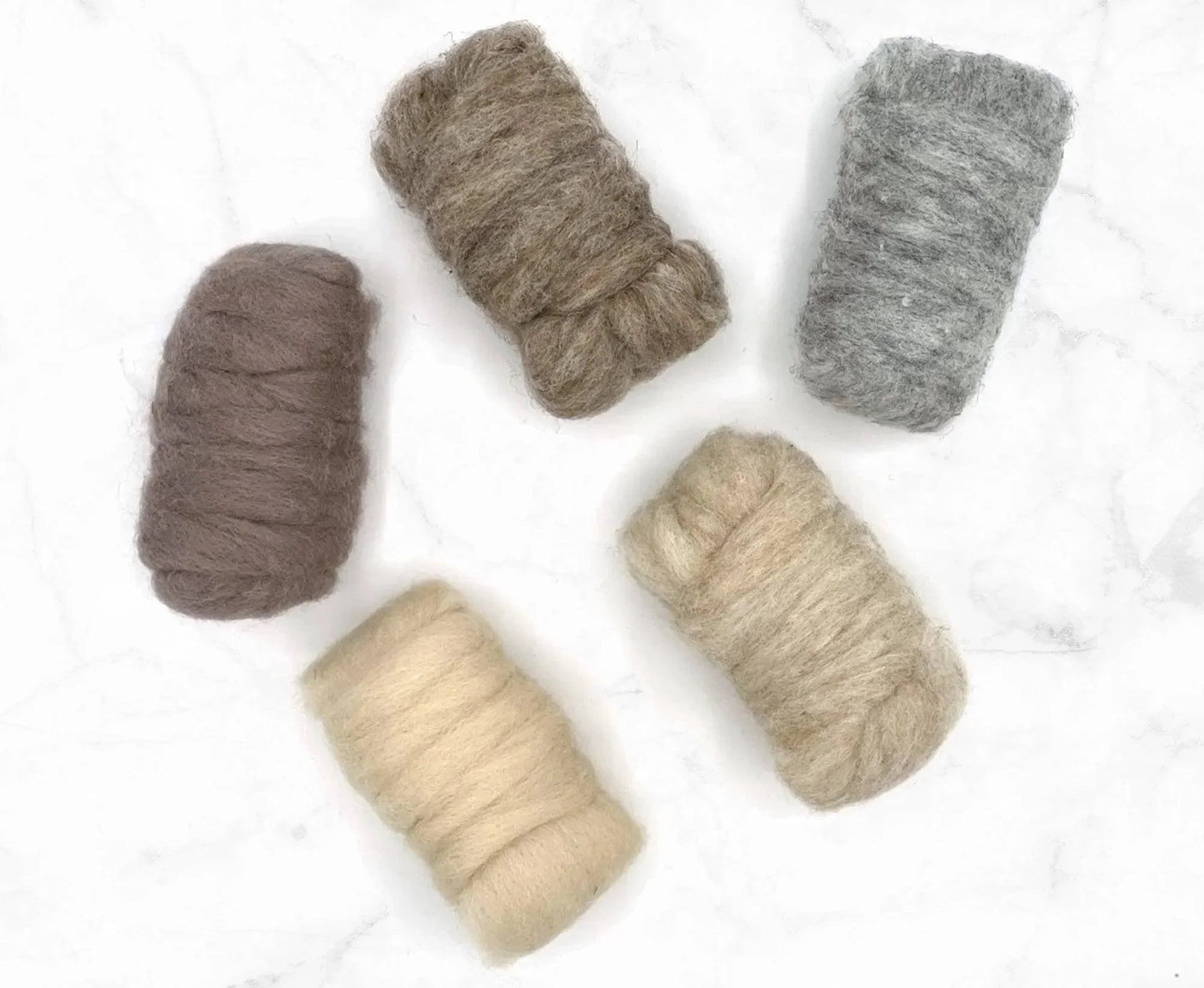 SOFT TONES SET Corriedale carded wool SET of 5 x 25 gram