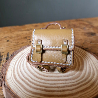 Miniature leather backpack light brown