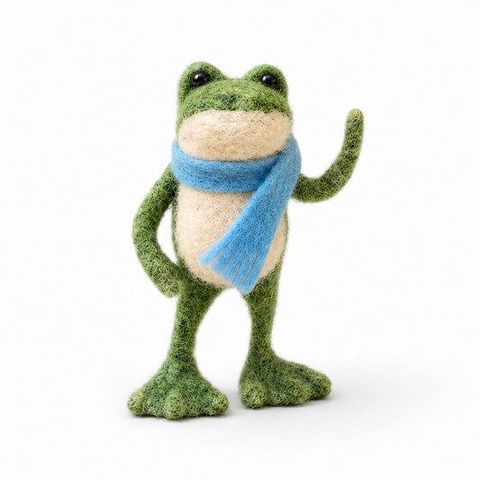 Needle felting kit for beginners Flop the frog