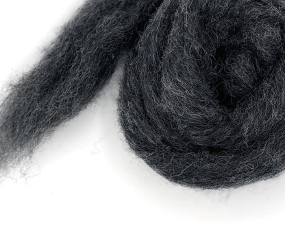 Corriedale carded wool dark grey - 25 gram