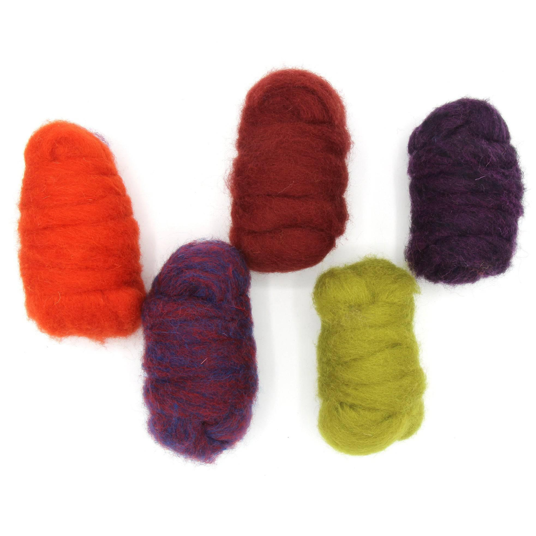 DRAGON TONES SET Corriedale carded wool SET of 5 x 25 gram