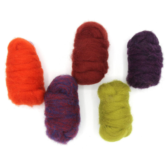 DRAGON TONES SET Corriedale carded wool SET of 5 x 25 gram