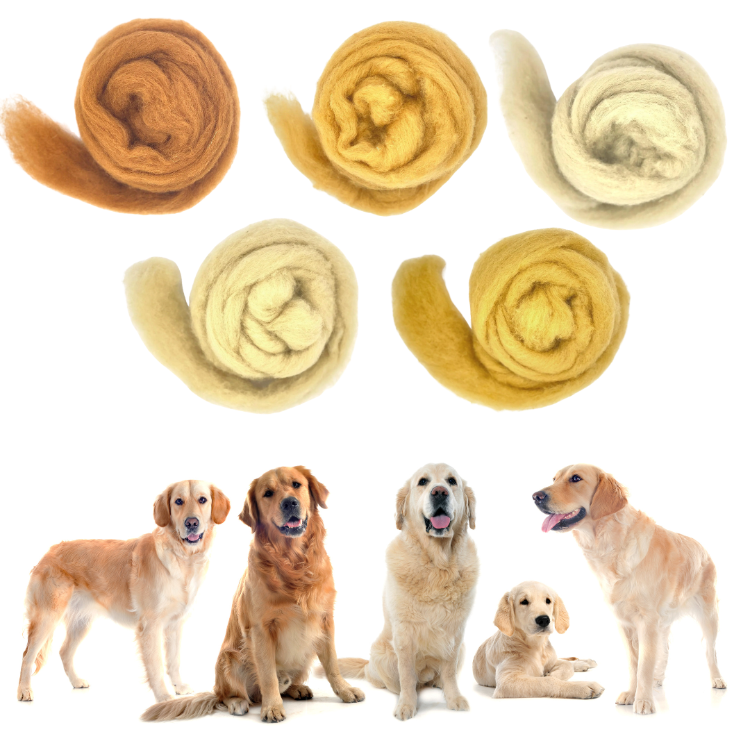 DOG COLLECTION SET Corriedale carded wool SET of 5 x 25 gram