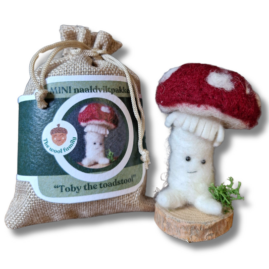 MINI needle felt kit Toby the toadstool